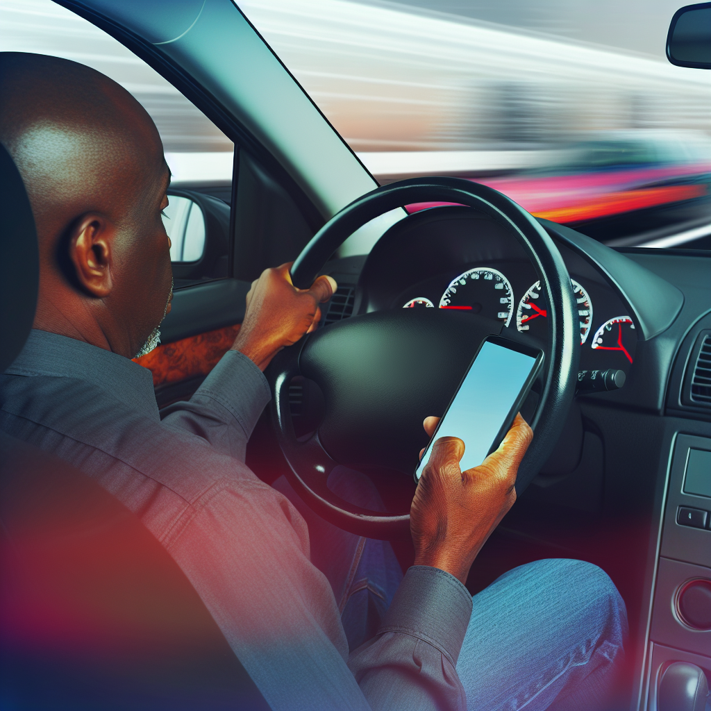 Driver looking at their phone while driving