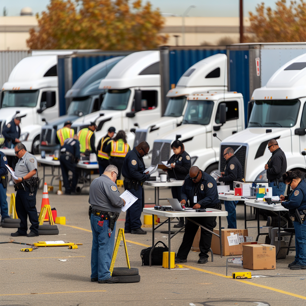 Busy Truck Inspection Scene