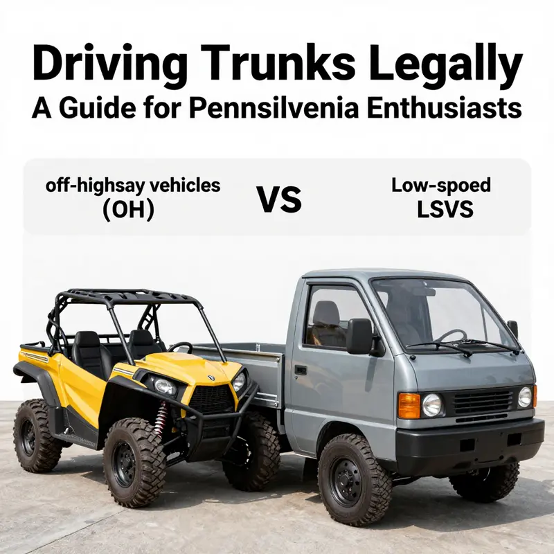 An overview of mini trucks parked in a typical Pennsylvania neighborhood, illustrating their integration into community life.