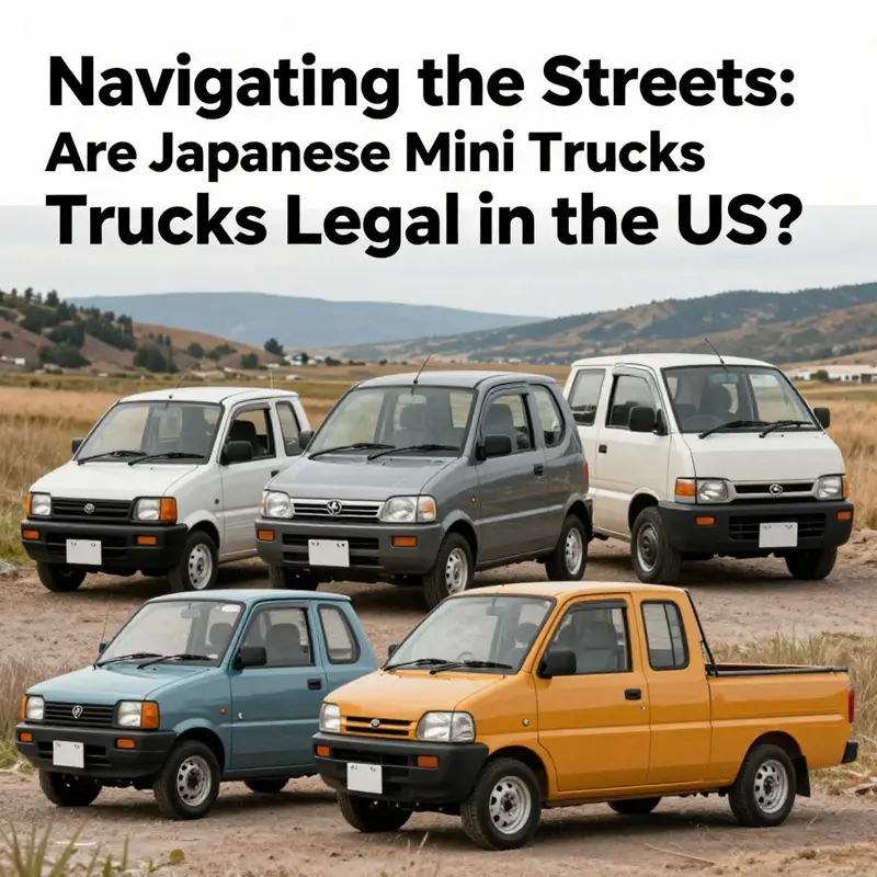 A scenic view of various Japanese mini trucks parked, illustrating their popularity.