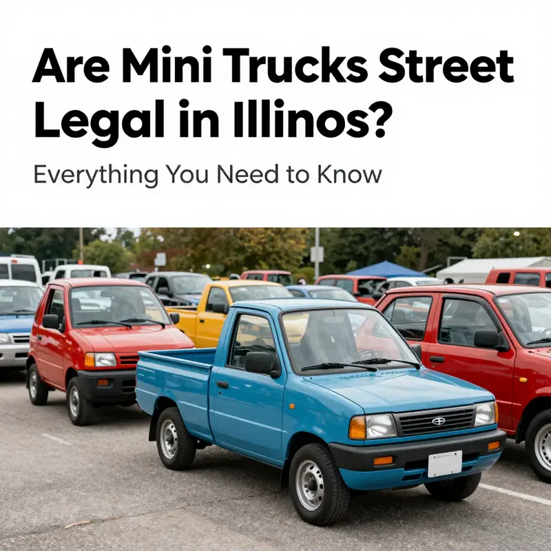 A vibrant scene of mini trucks at a community event in Illinois, reflecting their popularity and usage.