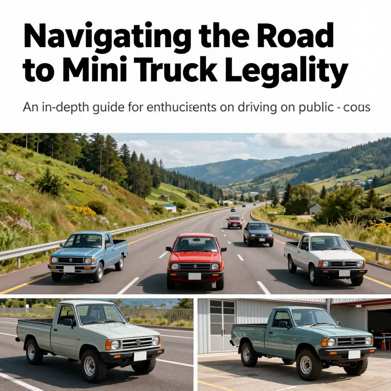 An array of mini trucks showing their diversity in driving environments and activities.