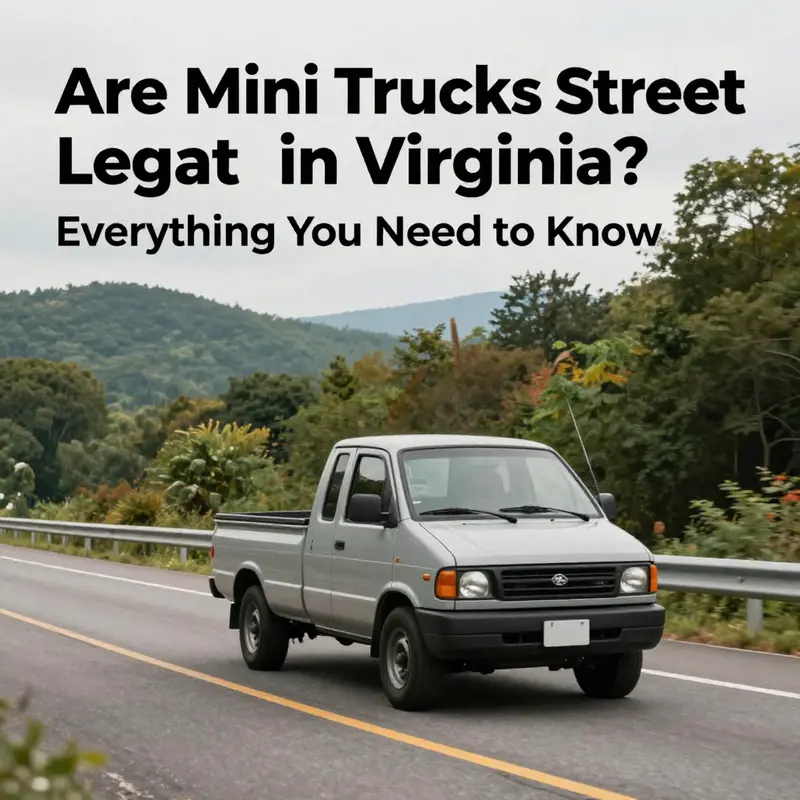 An adventurous mini truck driving along a scenic Virginia roadway.