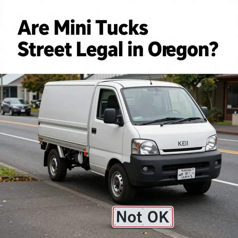 Kei truck parked on an Oregon street, highlighting the current legal challenges these vehicles face.