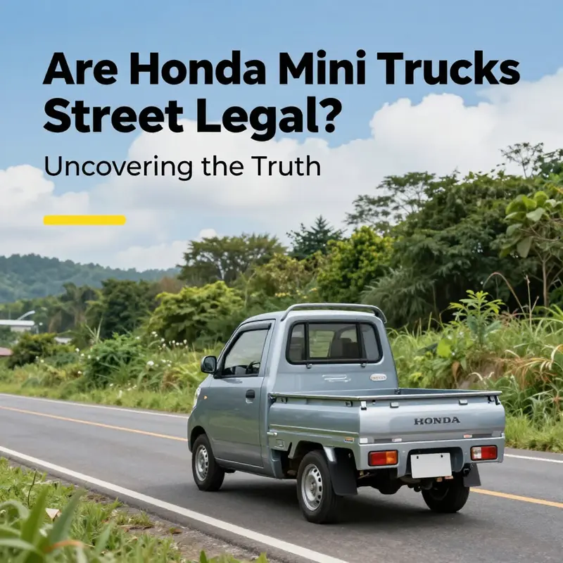 A Honda mini truck driving on a scenic road, illustrating the potential for street legal use and exploration.