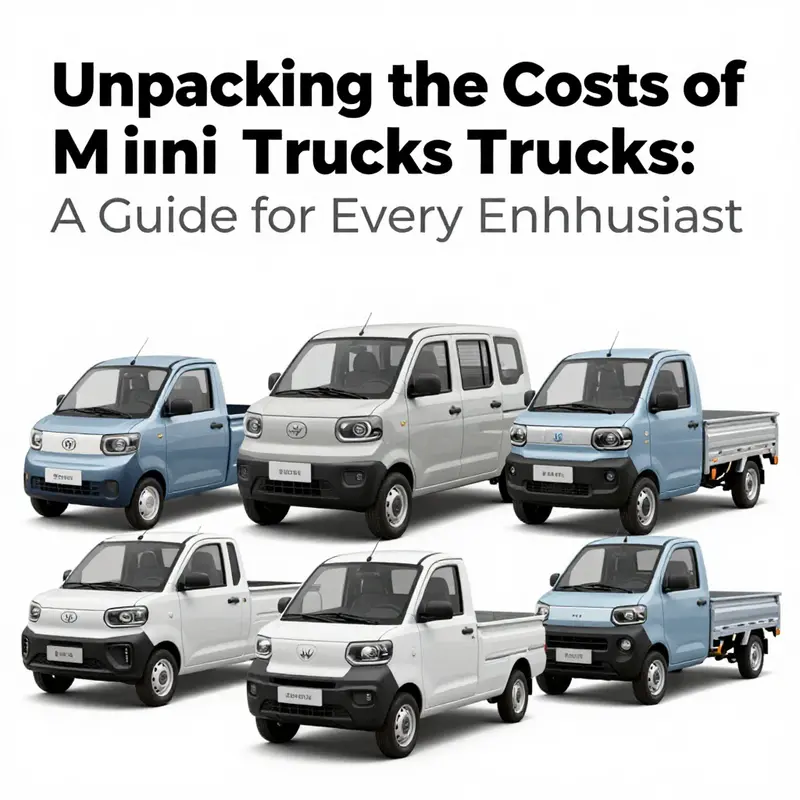 A captivating collage of mini trucks illustrating different types - electric, diesel, and premium vans.