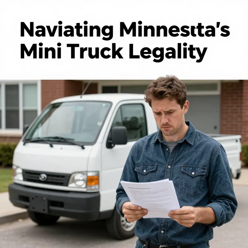 Various mini truck models showcased against a Minnesota backdrop, illustrating the diverse options available.