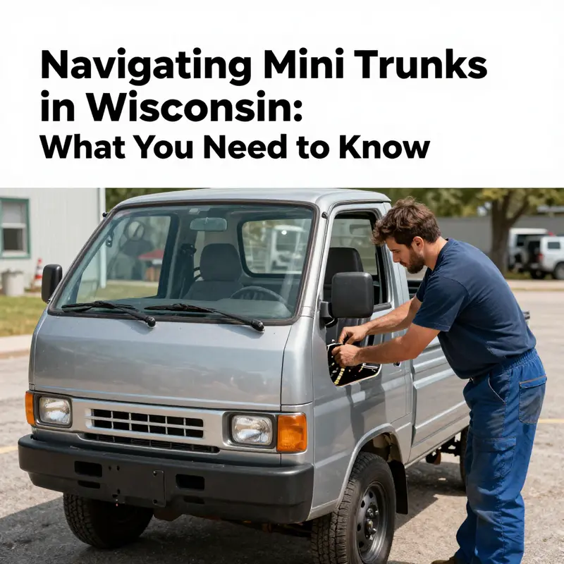 A mini truck in a picturesque Wisconsin setting, representing its role in local transportation.