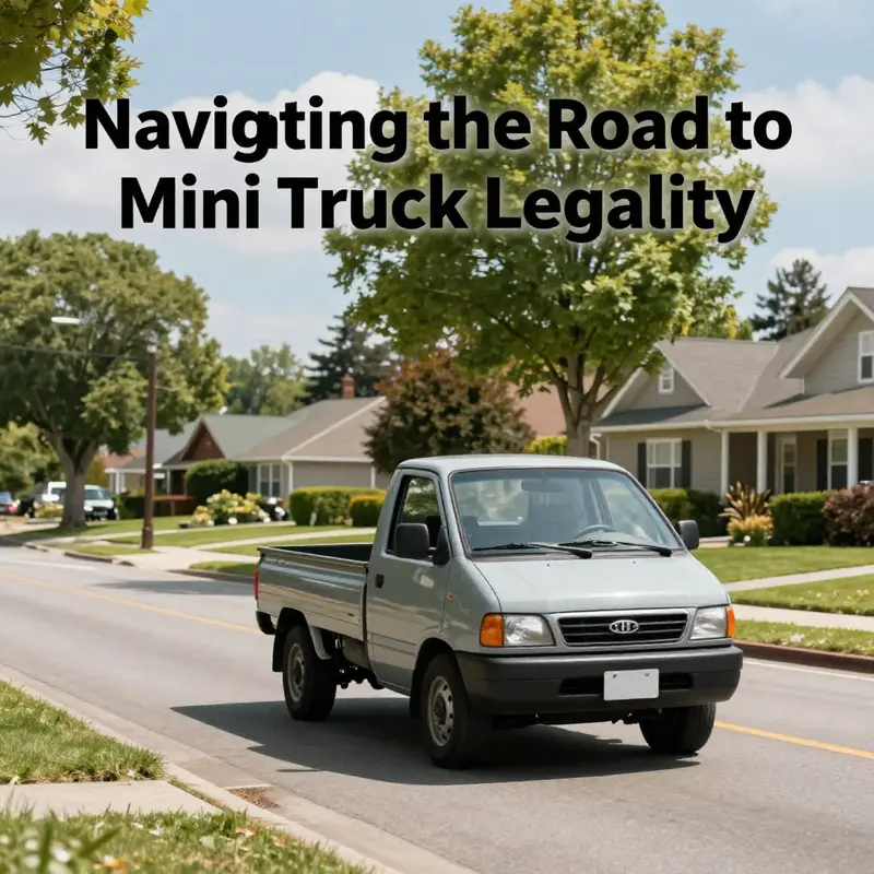 A mini truck traversing a suburban street, showcasing its suitability for urban environments.