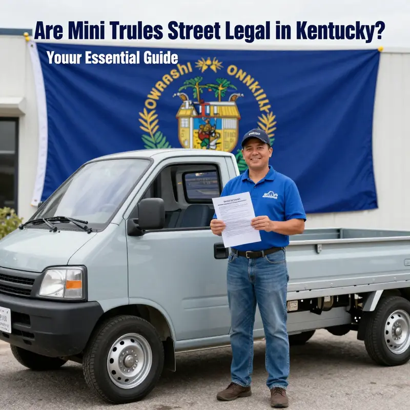A mini truck parked legally in Kentucky, showcasing compliance with local road regulations.