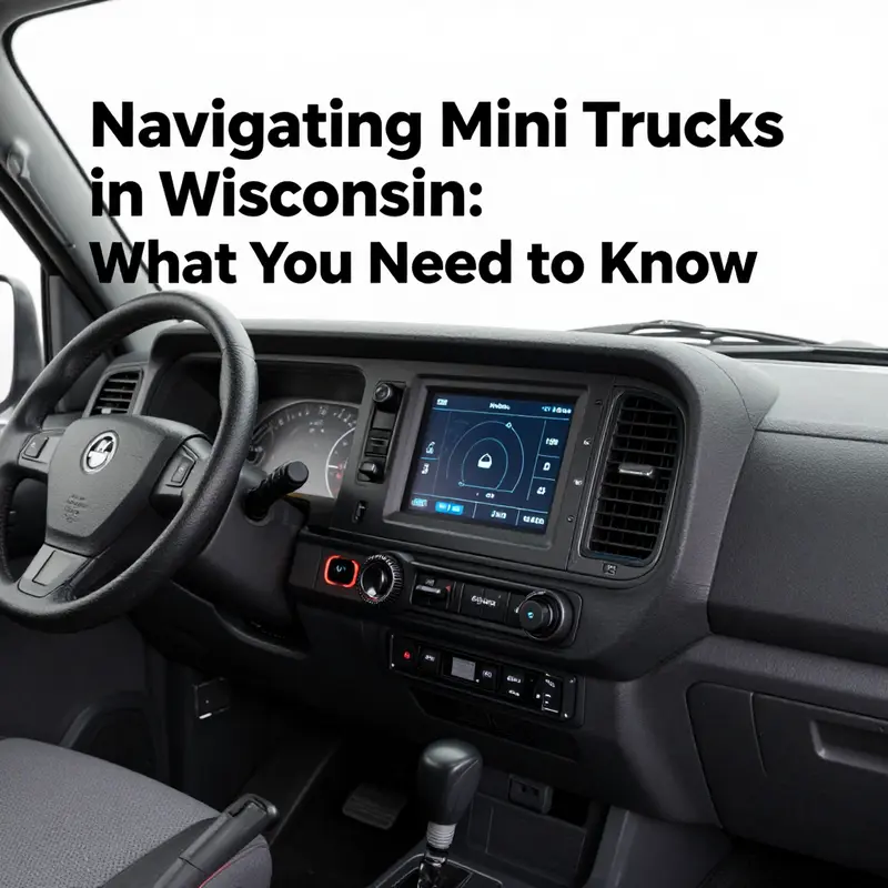 A mini truck in a picturesque Wisconsin setting, representing its role in local transportation.