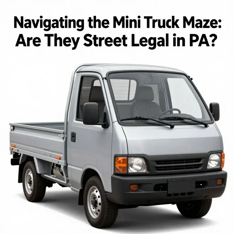 A mini truck beside a no motor vehicles sign highlighting regulations in Pennsylvania.