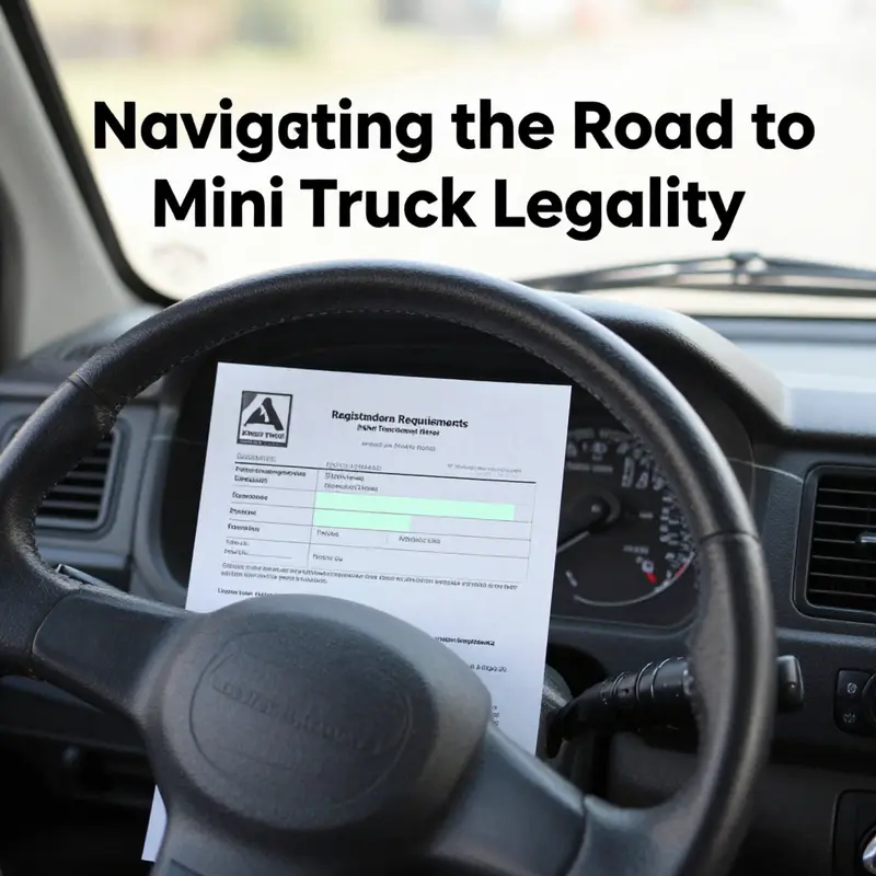 A mini truck traversing a suburban street, showcasing its suitability for urban environments.