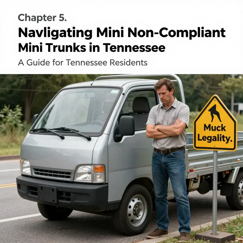 Mini trucks parked in a typical Tennessee neighborhood, highlighting local interest.