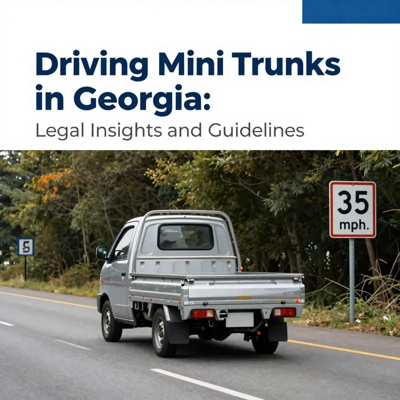 Mini trucks parked outside a Georgia DMV where registration takes place.