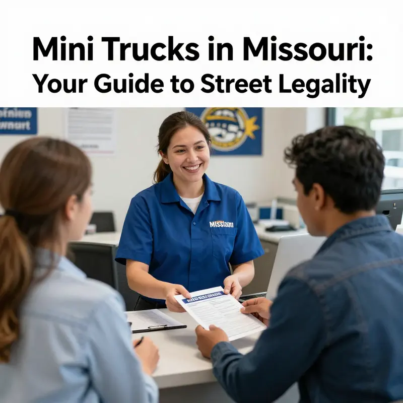 A collection of mini trucks parked on a city street in Missouri, illustrating the variety and appeal of these vehicles.