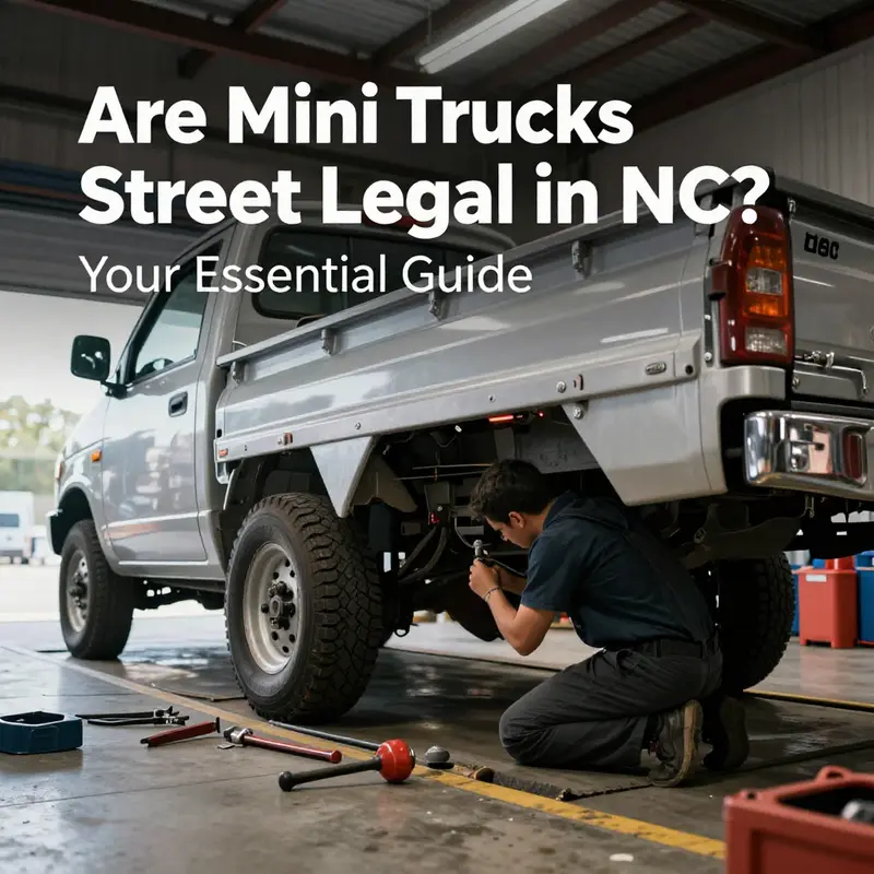 Mini trucks parked legally on North Carolina roads, showcasing the picturesque landscape.