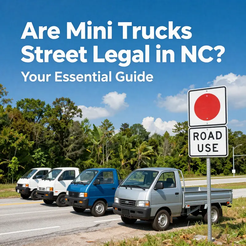 Mini trucks parked legally on North Carolina roads, showcasing the picturesque landscape.