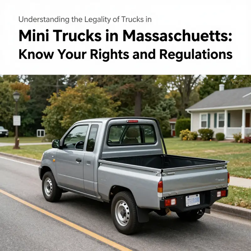 A mini truck legally parked on a Massachusetts road, illustrating its suitability for public use.
