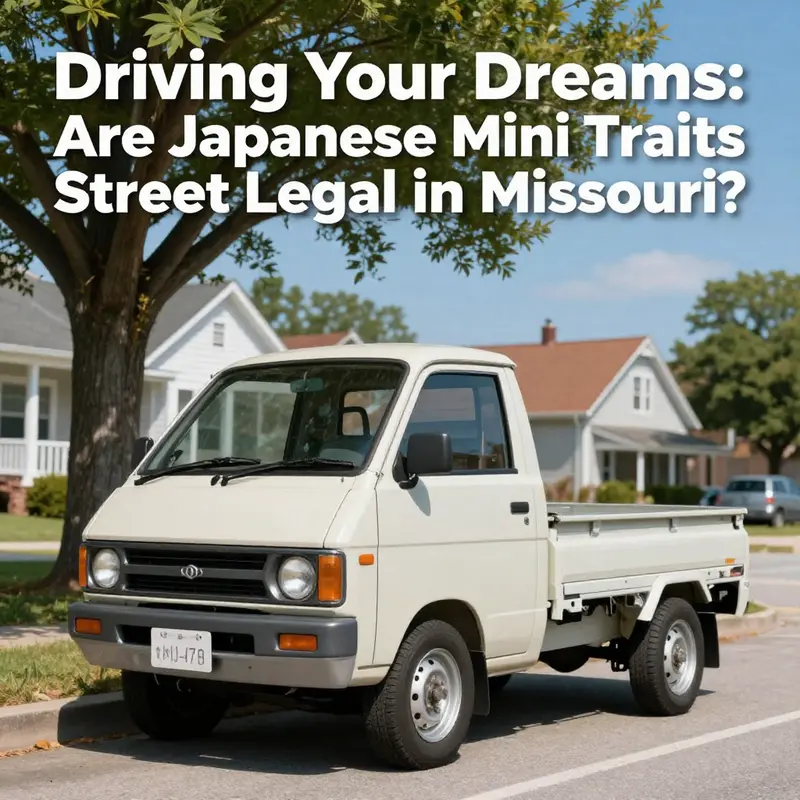 An older Japanese mini truck, showcasing age requirements for road legality in Missouri.