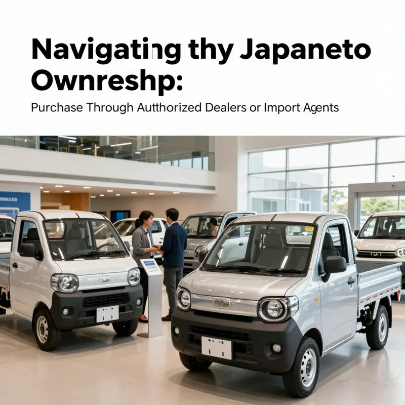 An authorized dealership showcasing various Japanese mini trucks available for purchase.