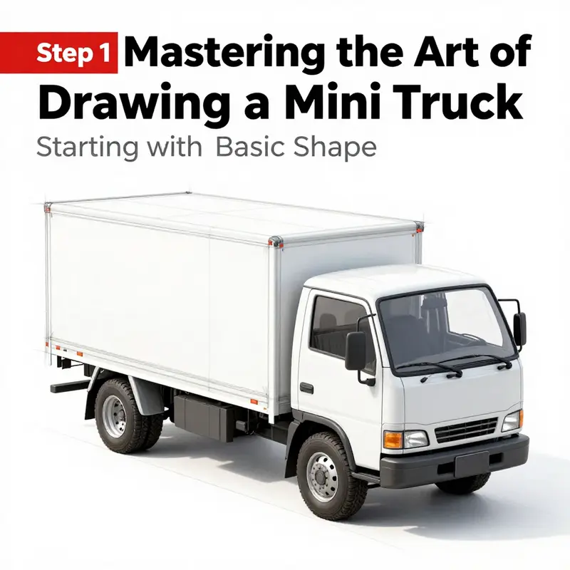 Begin your drawing by sketching the foundational rectangle for the truck’s body.
