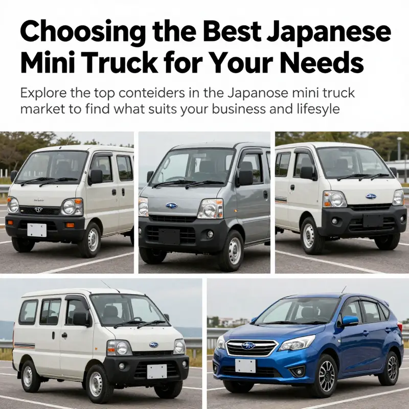 A dynamic collage of the Daihatsu Hijet, Suzuki Carry, and Subaru Sambar showcasing their versatility and functionality.