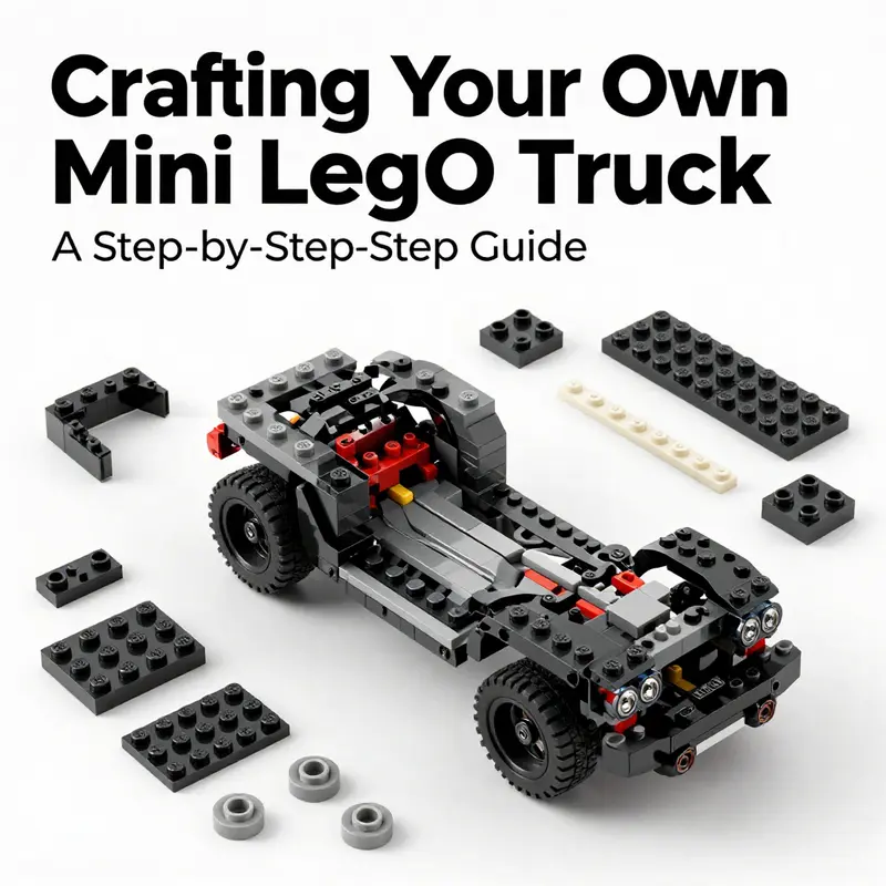 Beginning the construction with essential LEGO pieces for the truck’s chassis.