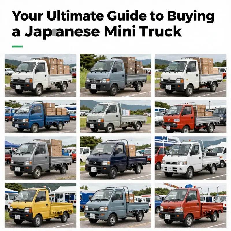 A dynamic collage of Japanese mini trucks showcasing their versatility and appeal.