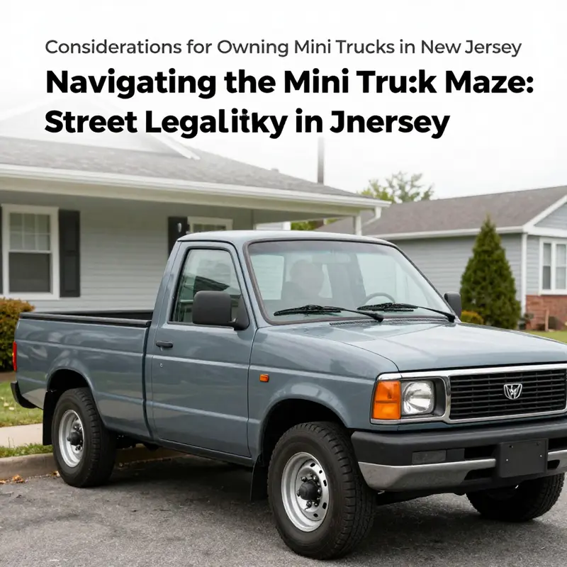 Mini trucks parked along a street, illustrating the legal complexities of driving these vehicles in New Jersey.