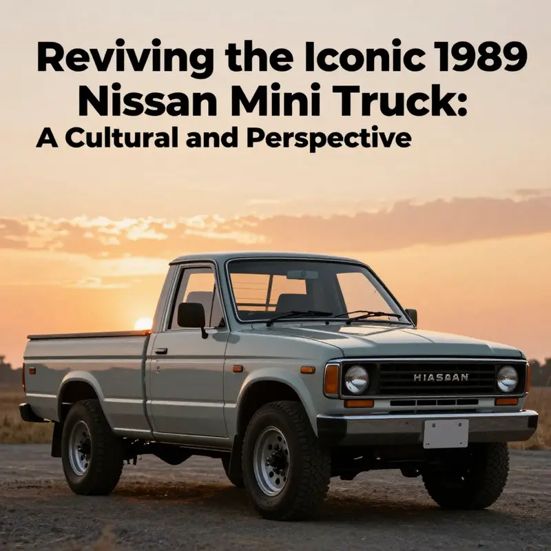 A picturesque sunset backdrop displaying a 1989 Nissan Hardbody mini truck, capturing its iconic design.