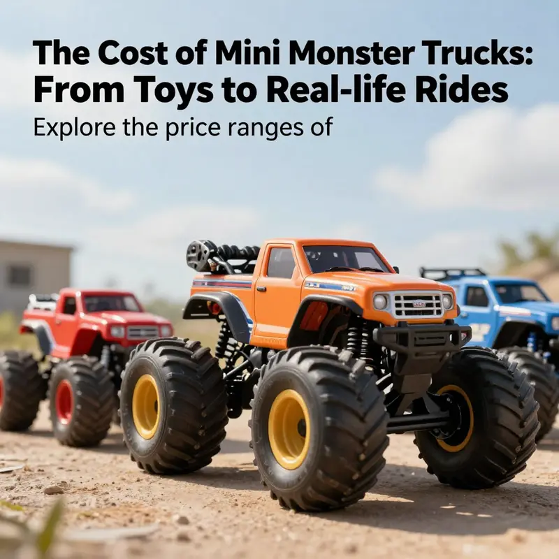 Various mini monster trucks in an outdoor setting, representing their vibrant design and the joy they bring to enthusiasts and collectors.