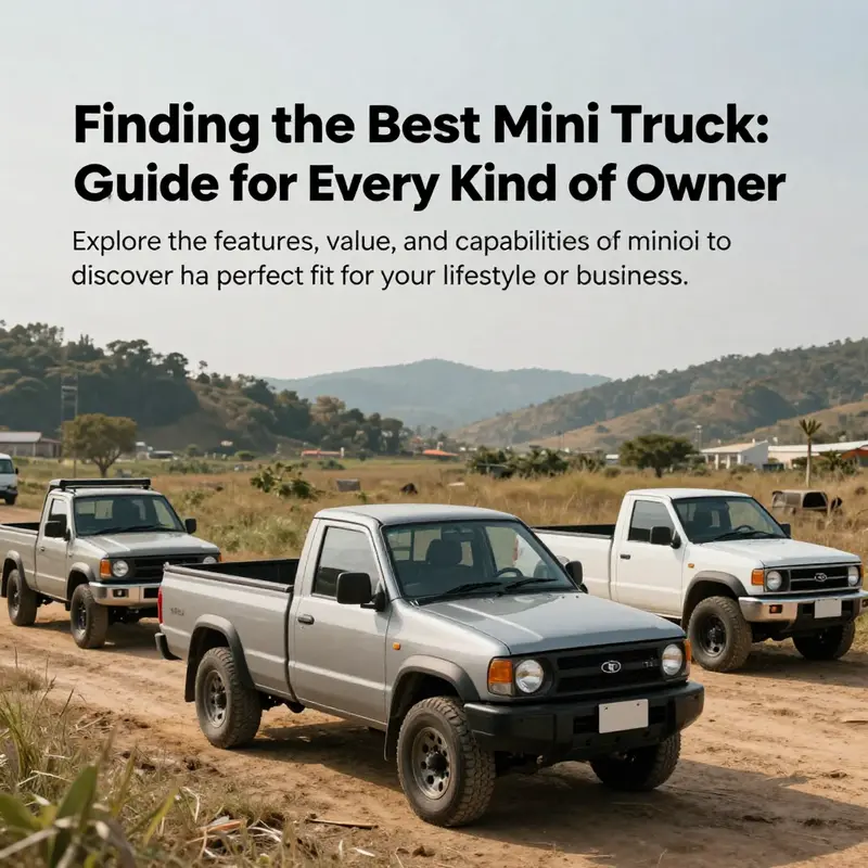 Mini trucks displayed in a natural setting, highlighting their outdoor versatility.