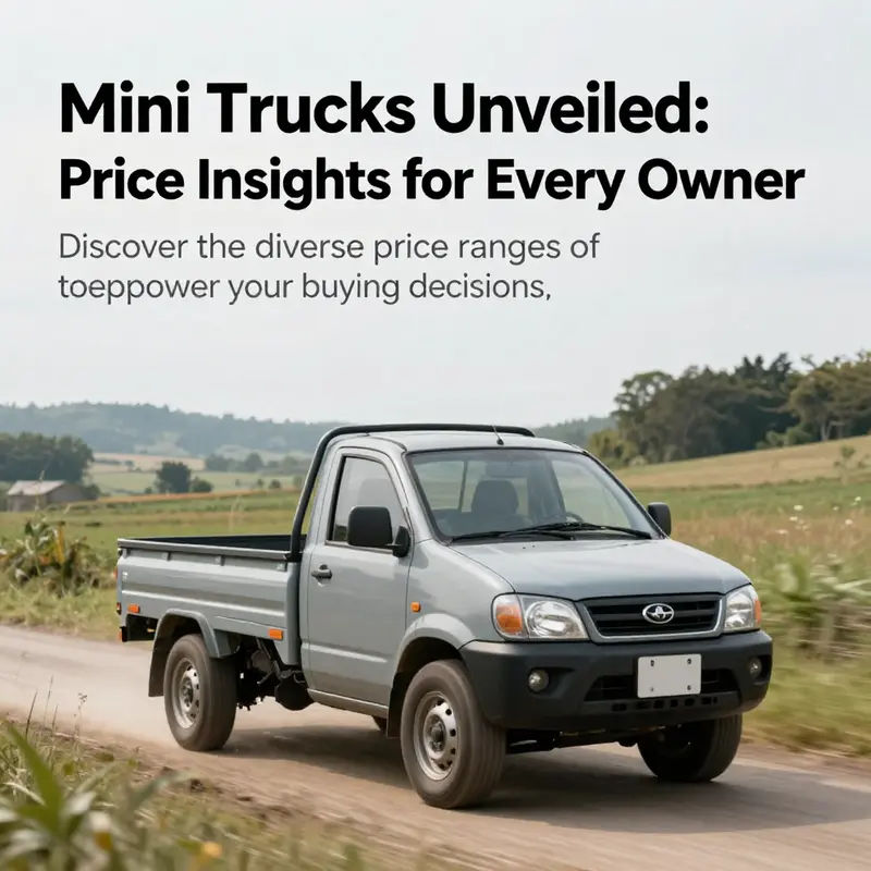 A mini truck in motion through a picturesque countryside, highlighting its practicality and appeal.