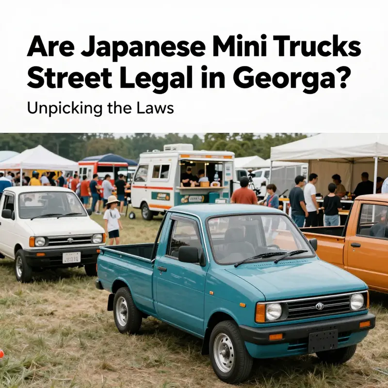 A kei truck parked in a Georgia neighborhood, illustrating its compact design and unique character.