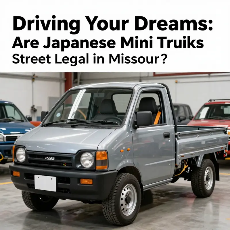 An older Japanese mini truck, showcasing age requirements for road legality in Missouri.