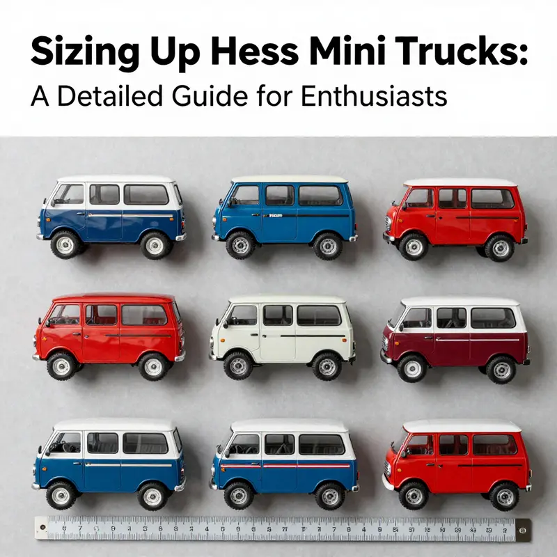 Comparison of Hess Mini Trucks next to a ruler highlighting their dimensions.