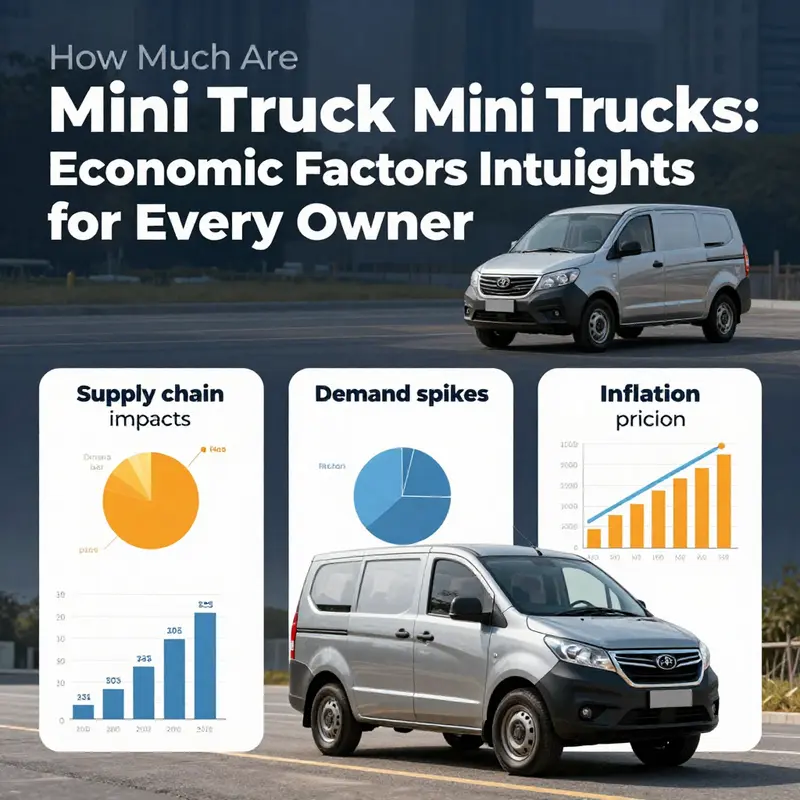 Showroom of new mini trucks illustrating their diverse pricing options.