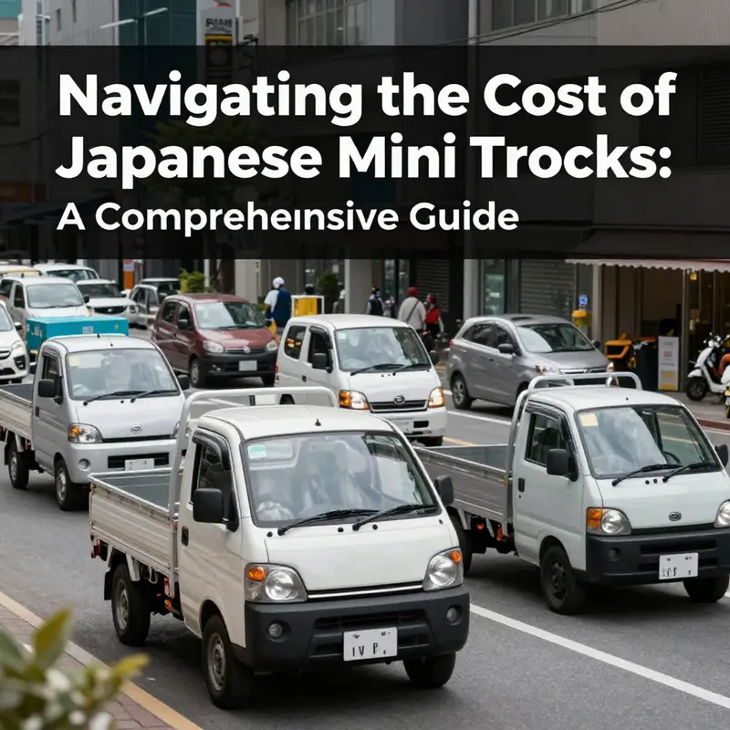 Showroom display featuring brand new Japanese mini trucks ready for sale.