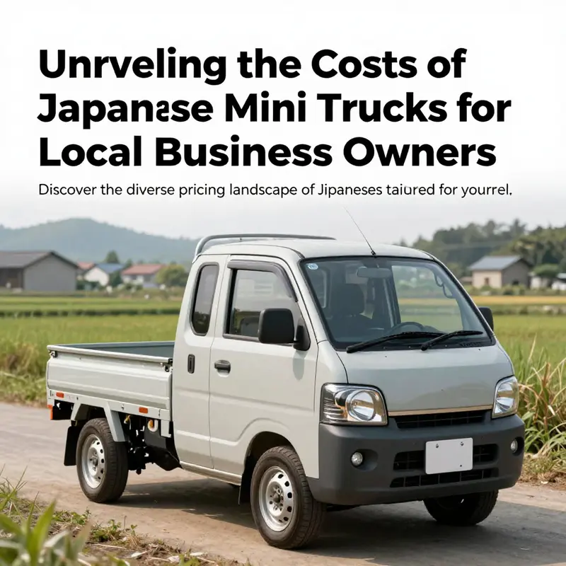 A Japanese mini truck parked in a charming rural setting, emphasizing its utility.
