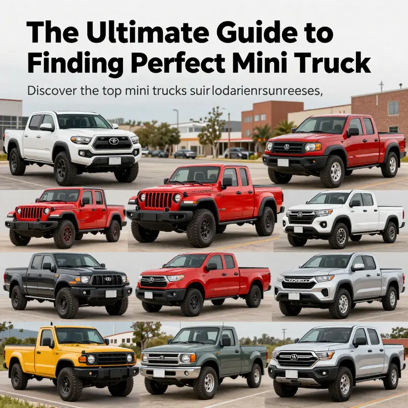 A montage of different mini trucks showcasing their variety, features, and applications in diverse settings.