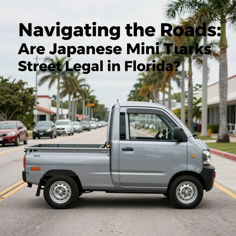 A Kei truck parked on a Florida road, illustrating compliance challenges.