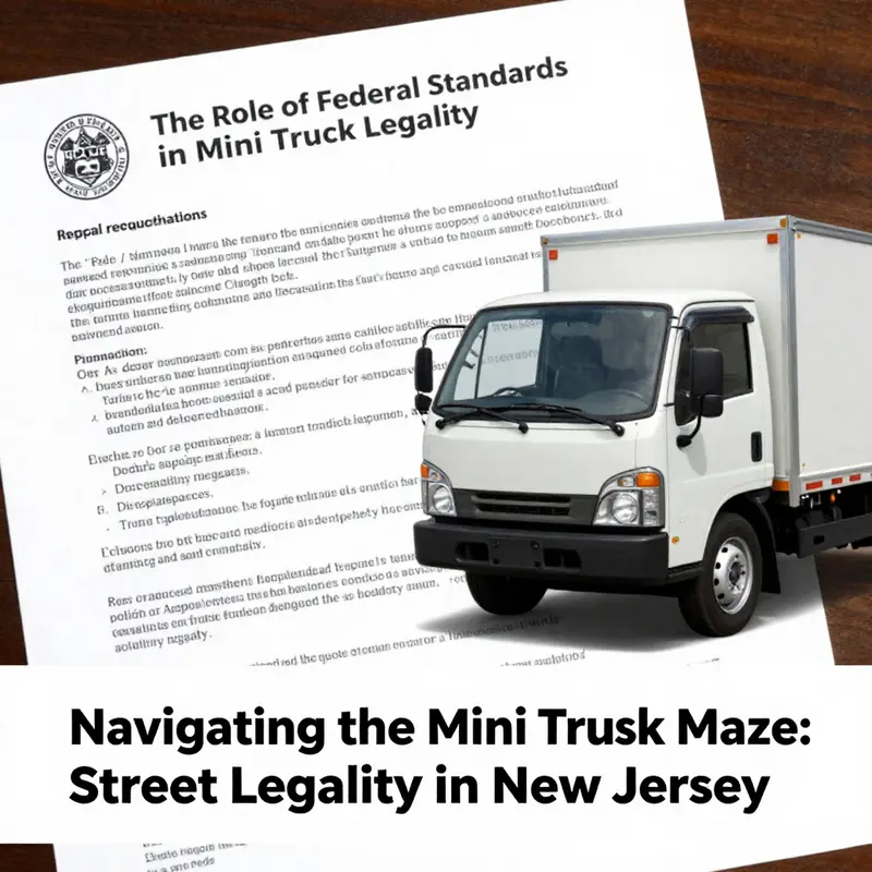 Mini trucks parked along a street, illustrating the legal complexities of driving these vehicles in New Jersey.