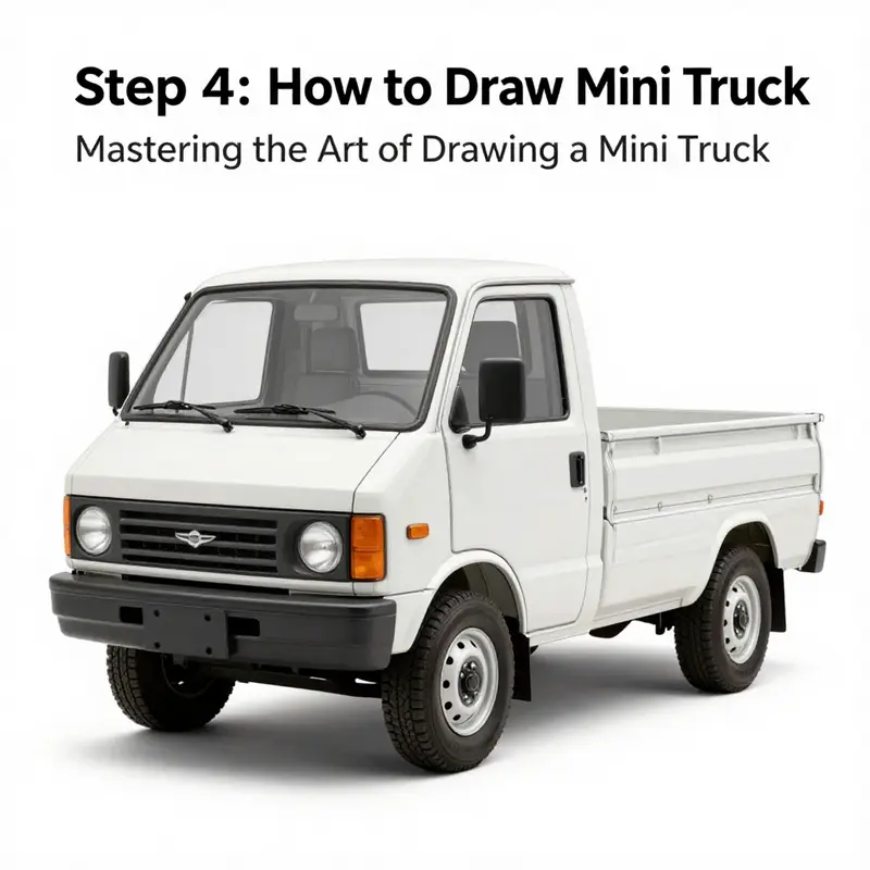Begin your drawing by sketching the foundational rectangle for the truck’s body.