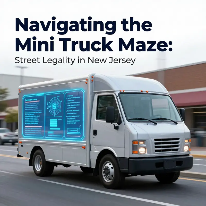Mini trucks parked along a street, illustrating the legal complexities of driving these vehicles in New Jersey.