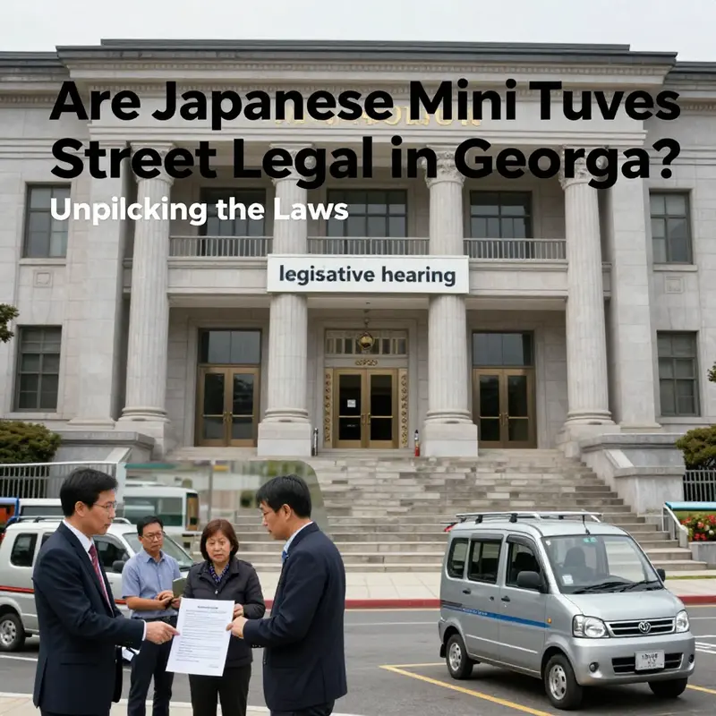 A kei truck parked in a Georgia neighborhood, illustrating its compact design and unique character.