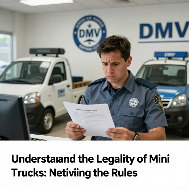 Mini trucks parked in compliance with safety standards—an essential consideration for legality.
