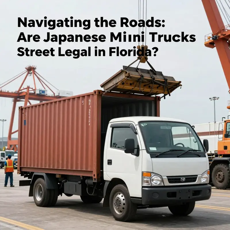 A Kei truck parked on a Florida road, illustrating compliance challenges.