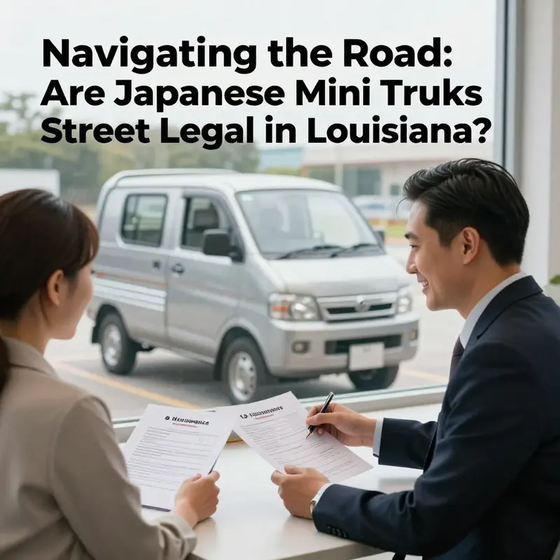 A Suzuki Carry parked on a picturesque street in Louisiana, representing the potential of mini trucks on public roads.
