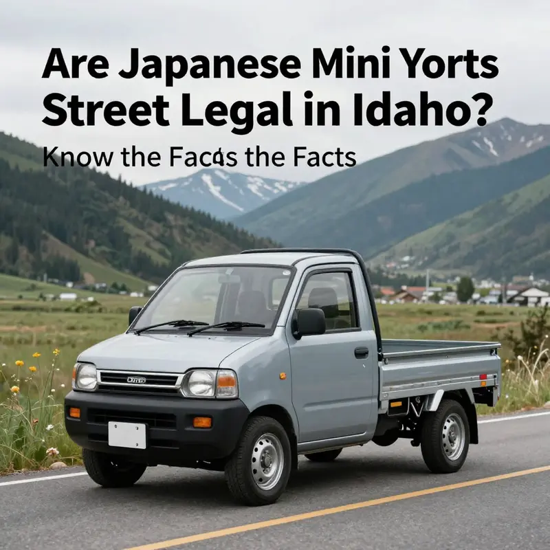 A Japanese mini truck parked on an Idaho road, illustrating the intersection of compact utility and local landscapes.